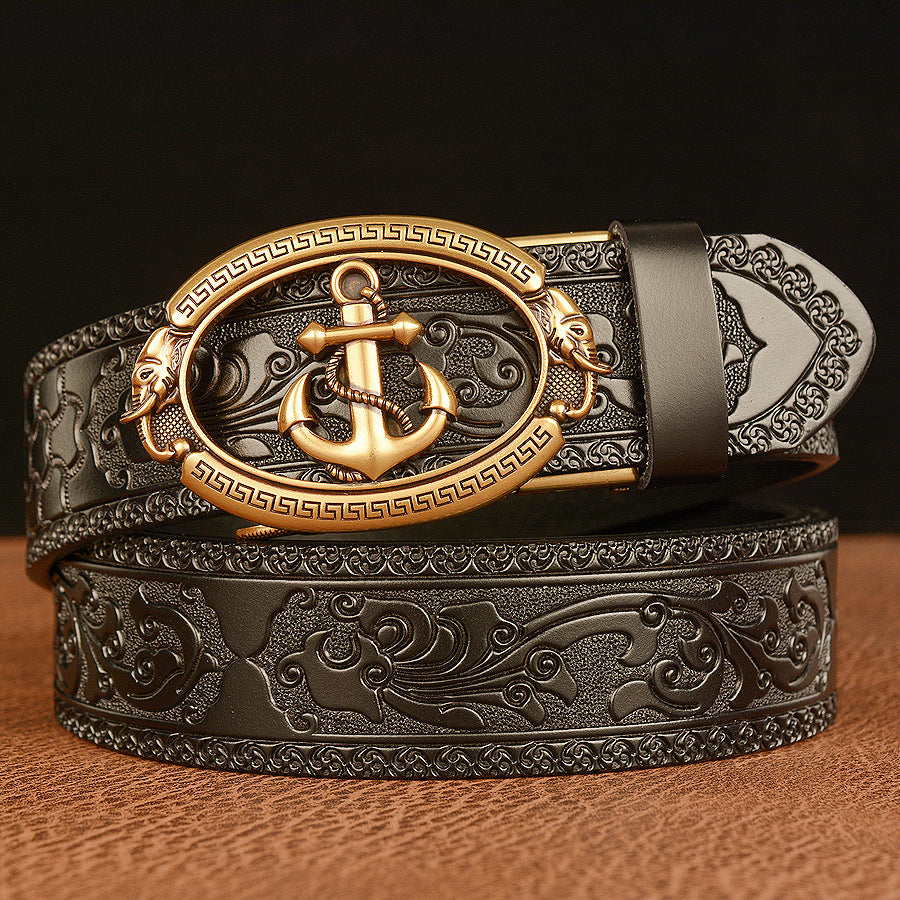 Cinturón de ocio con hebilla automática de moda y ancla personalizada
