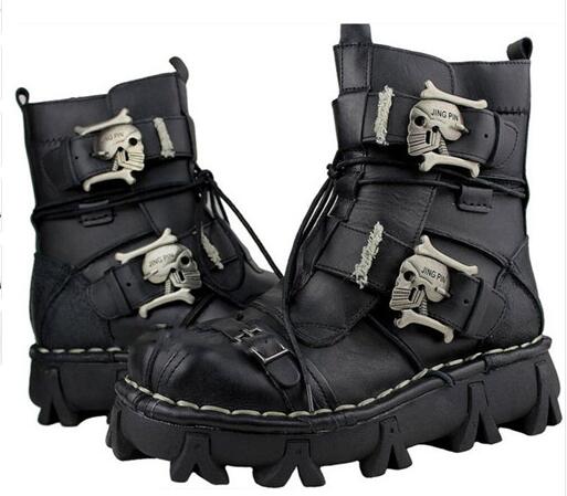 Skull Cowhide Genuine Leather Boots