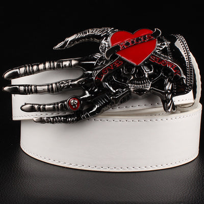 Cinturón de moda con garra de cabeza grande y calavera