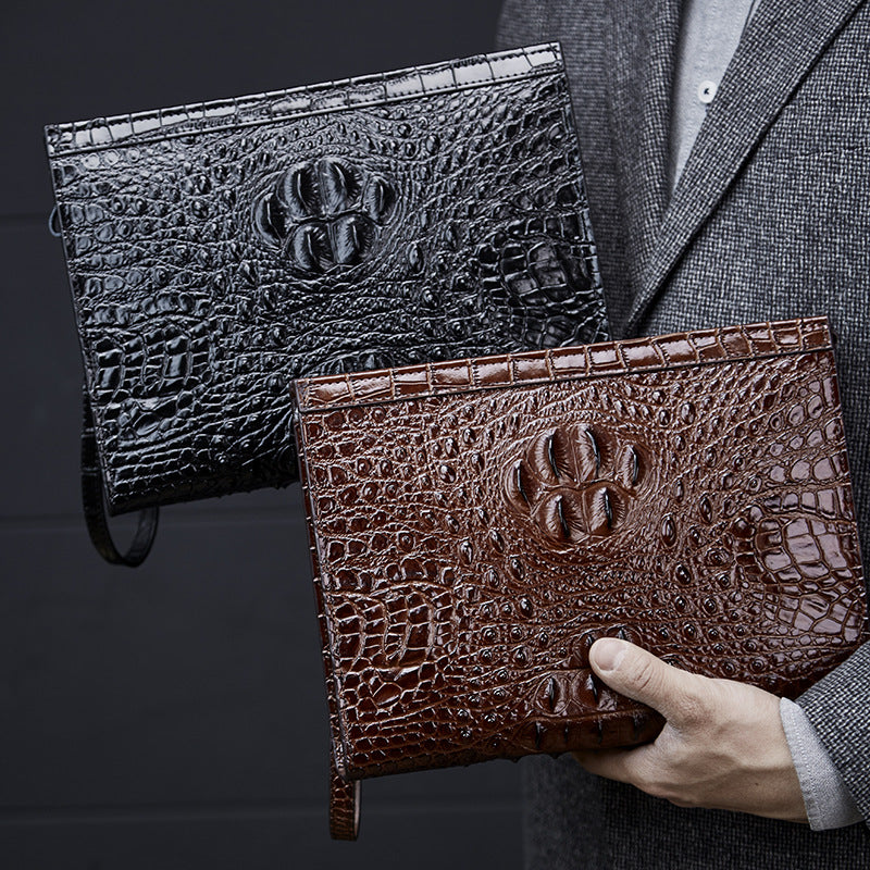 Cartera de mano informal de cuero de gran capacidad para negocios