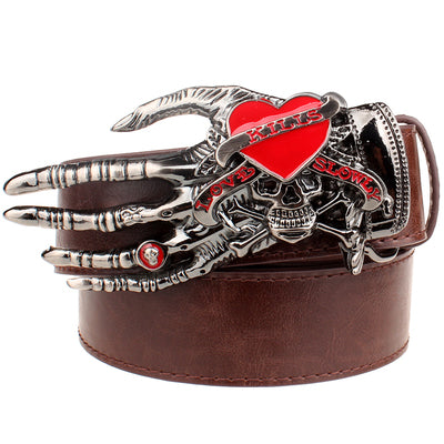 Cinturón de moda con garra de cabeza grande y calavera