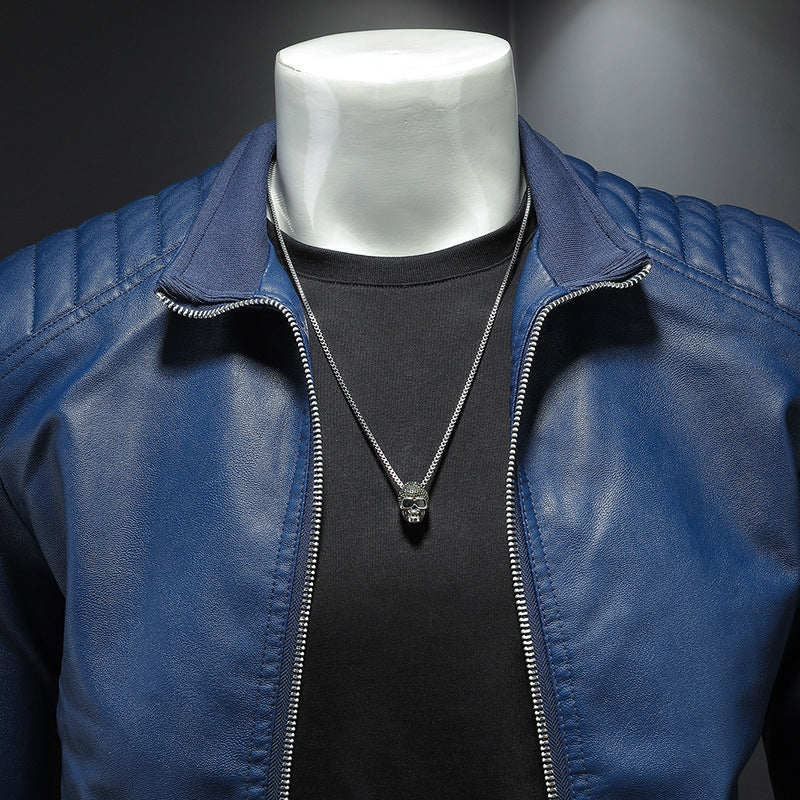 Chaqueta de cuero para motociclista para hombre