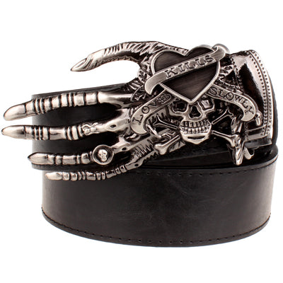 Cinturón de moda con garra de cabeza grande y calavera