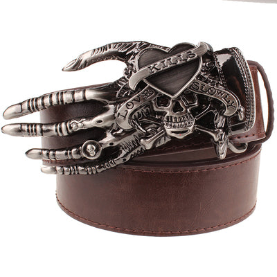 Cinturón de moda con garra de cabeza grande y calavera