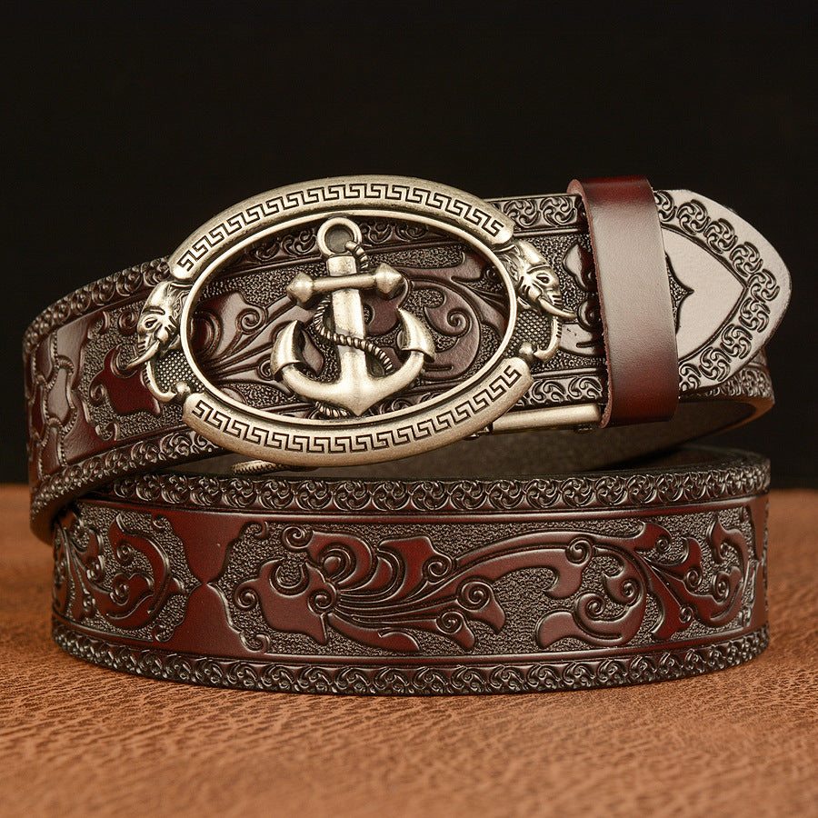 Cinturón de ocio con hebilla automática de moda y ancla personalizada