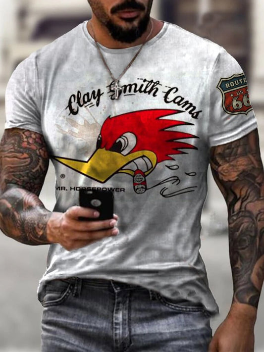 Camiseta deportiva ajustada con cuello redondo y estampado