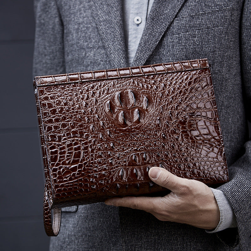 Cartera de mano informal de cuero de gran capacidad para negocios